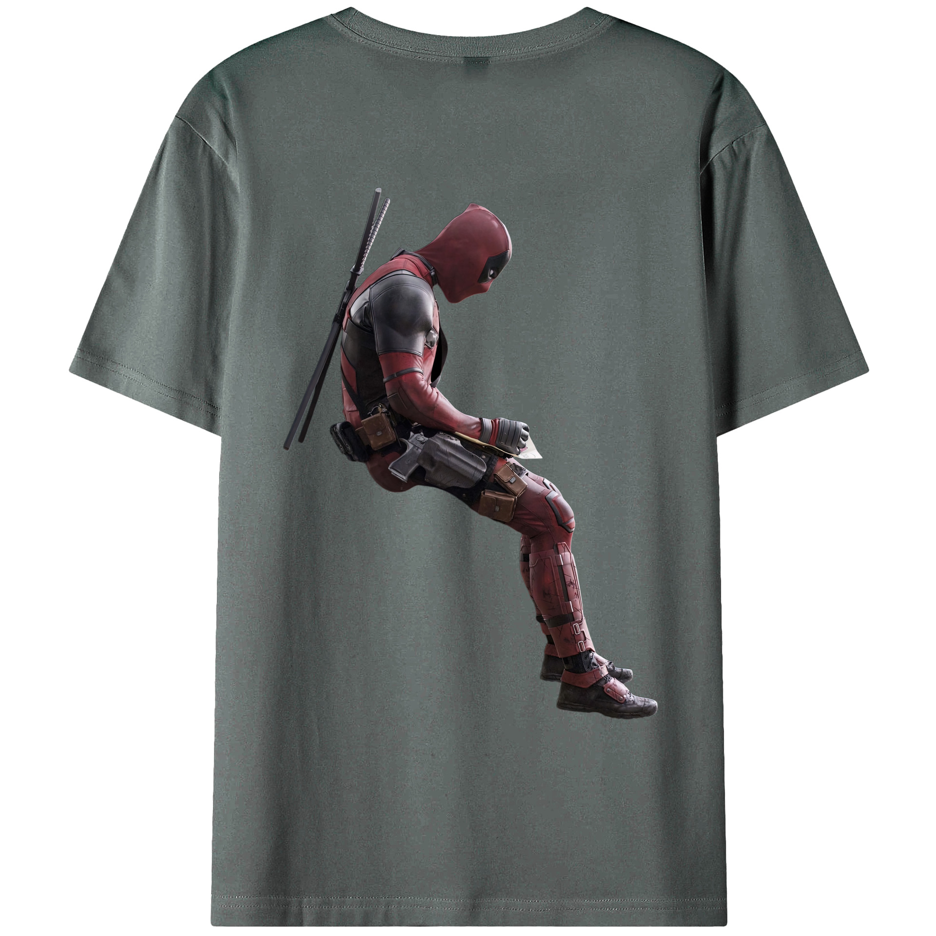 （画像用） Deadpool デッドプール 綿100％ メンズ半袖Tシャツ（バックプリント） 通気性